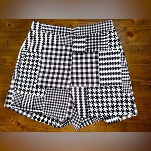 Ann Taylor Houndstooth Academia Patchwork High Waisted Shorts-‎ Size 0